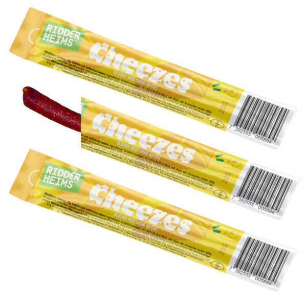 3x Ridderheims Snack Salami Mini Cheezes Käse Salami-Stick 20 g Snack