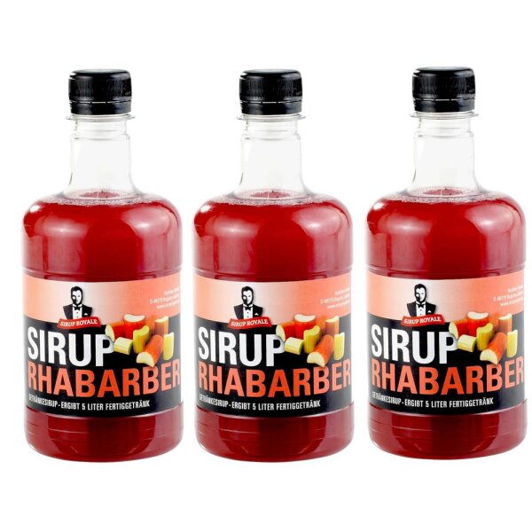 3x Sirup Royale Rhabarber Getränkesirup 0,5L EW Cocktails Drinks Desserts