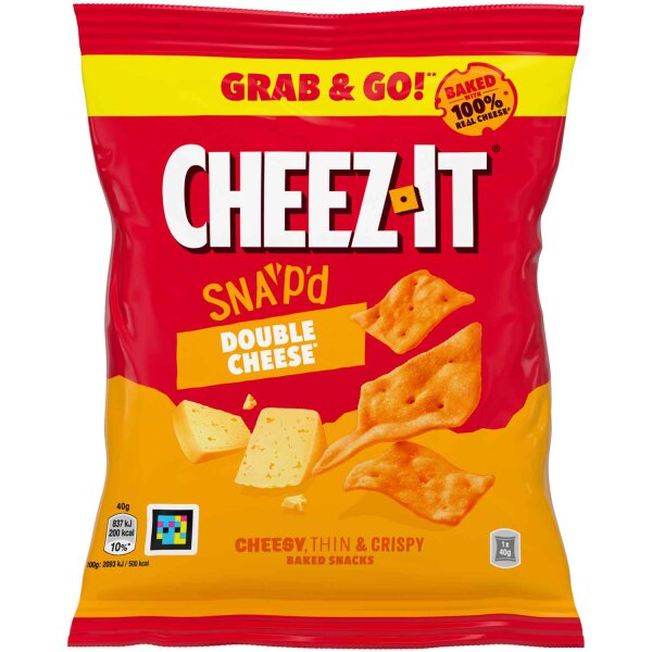 Cheez‑It Snap’d Double Cheese 40 g dünn gebackene Käsecracker mit intensivem Double‑Cheddar‑Geschmack