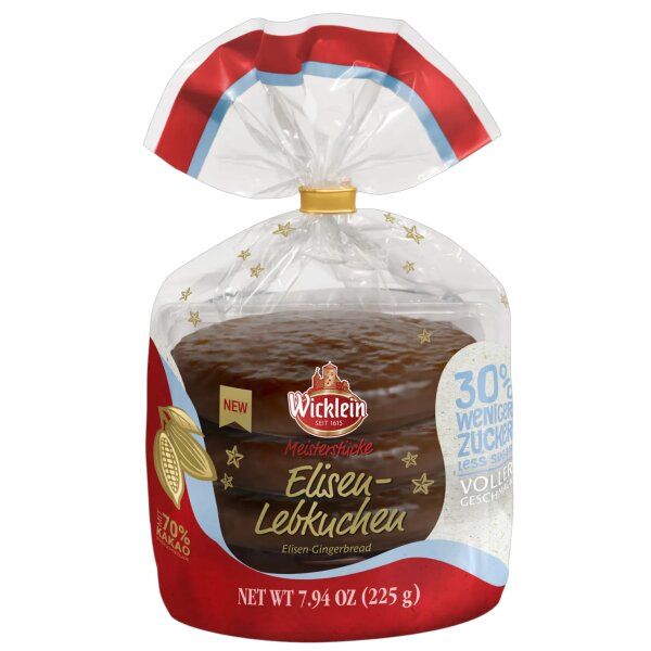 Wicklein Elisen-Lebkuchen mit 30% weniger Zucker 225g Weihnachten Lebkuchen Gebäck Nürnberg