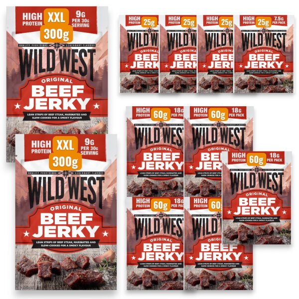 Wild West Beef Jerky Original 1 kg Set – XXL Vorratspaket Trockenfleisch