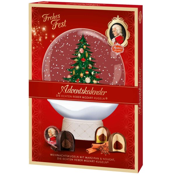 Reber Mozart Adventskalender 480 g Premium-Pralinen mit Marzipan, Nougat & Schokolade