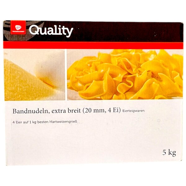 TGQ Bandnudeln extra breit (20 mm, 4 Ei) – 5 kg Eierteigwaren in Profiqualität Nudeln Vorrat