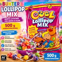 Cool Lollipop Mix 500 g – 40 bunte Lutscher-Mischung mit verschiedenen Geschmacksrichtungen