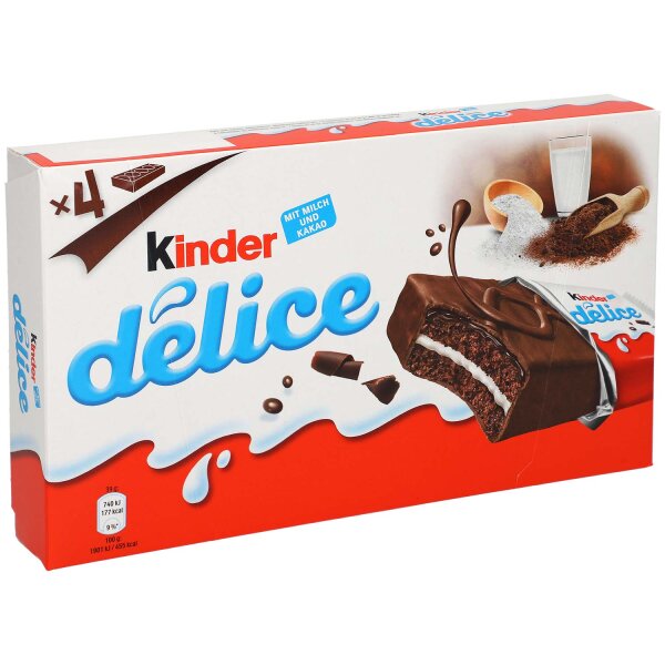 kinder Délice 4er (39g)– Saftiger Kakao‑Kuchen mit Milchcreme und feiner Glasur