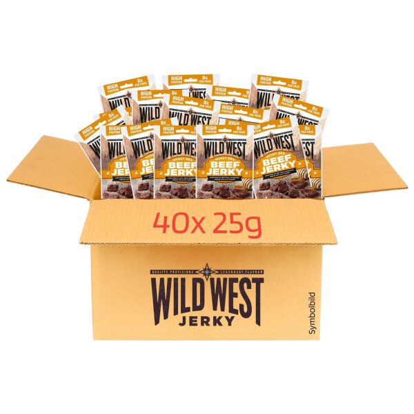 40x 25g Wild West Honey BBQ Beef Jerky 1 kg Set Trockenfleisch