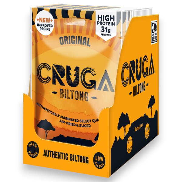 CRUGA Biltong Original 16x 60 g - Premium Trockenfleisch High Protein Beef Snack