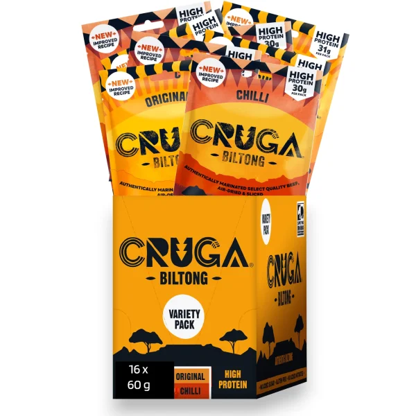 CRUGA Biltong Mix Box Original & Chilli - 16x 60g Premium Trockenfleisch