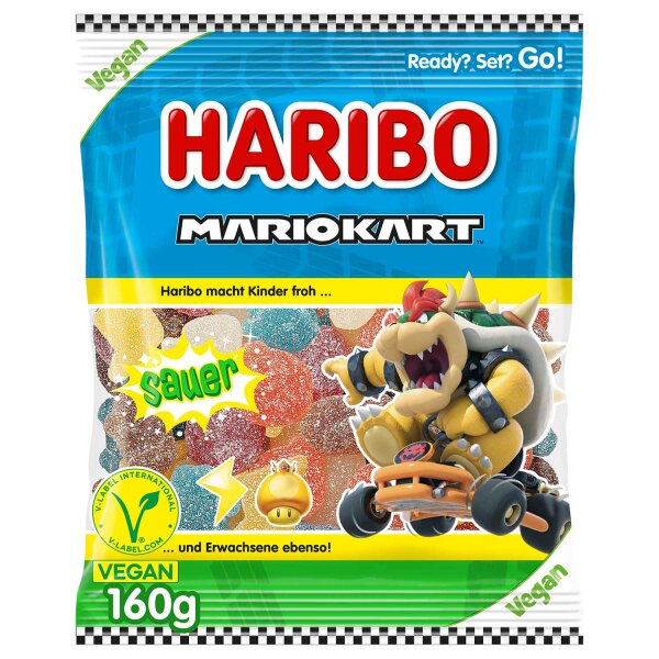 Haribo Mario Kart Sauer Vegan 160g – Fruchtgummi-Mischung Bowser Edition Limited