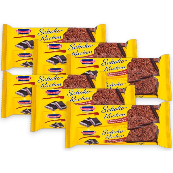 6x KuchenMeister Schokokuchen 400g – Saftiger Rührkuchen mit intensivem Kakao-Geschmack