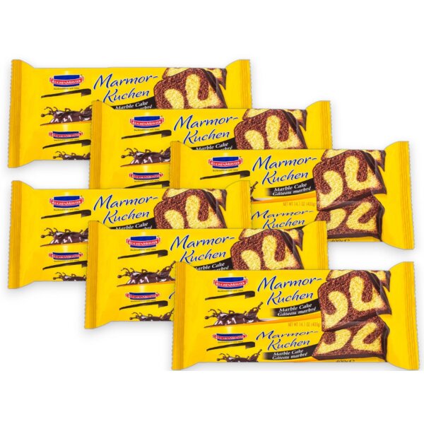 6x KuchenMeister Marmorkuchen 400g – Saftiger Rührkuchen mit klassischem Kakao-Vanille-Marmor
