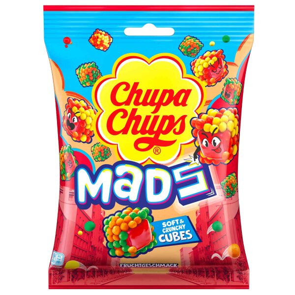 Chupa Chups Mads Fruits 115 g – Fruchtige Gummibonbons mit knuspriger Hülle