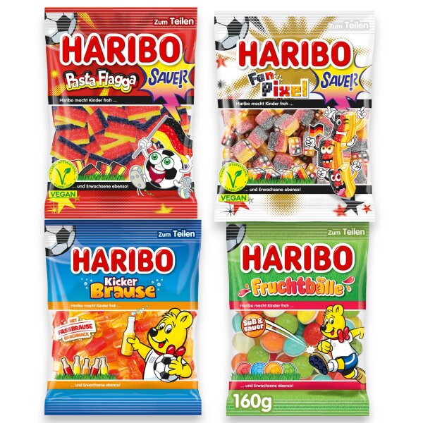 Haribo WM Party Mix 4er Set 655g – Fußball Fruchtgummi Deutschland Fan Party