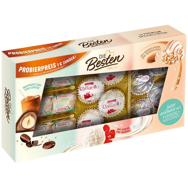 Die Besten von Ferrero Klassiker 14er – Küsschen Iced Coffee, Raffaello, Manderly- 166g