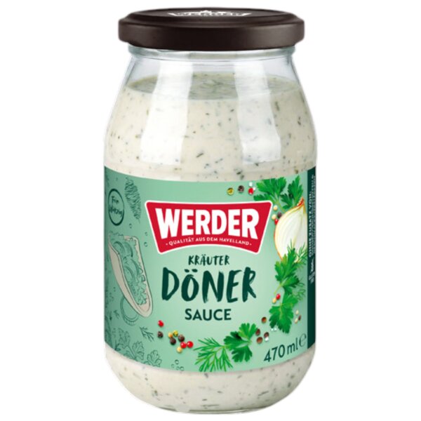 WERDER Döner Sauce Kräuter 470 ml – cremige Kräutersauce mit Joghurt für Döner, Grillgerichte & Snacks