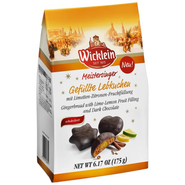 Wicklein Lebkuchen mit Limetten-Zitronen-Fruchtfüllung 175g Weihnachten Gebäck Nürnberg