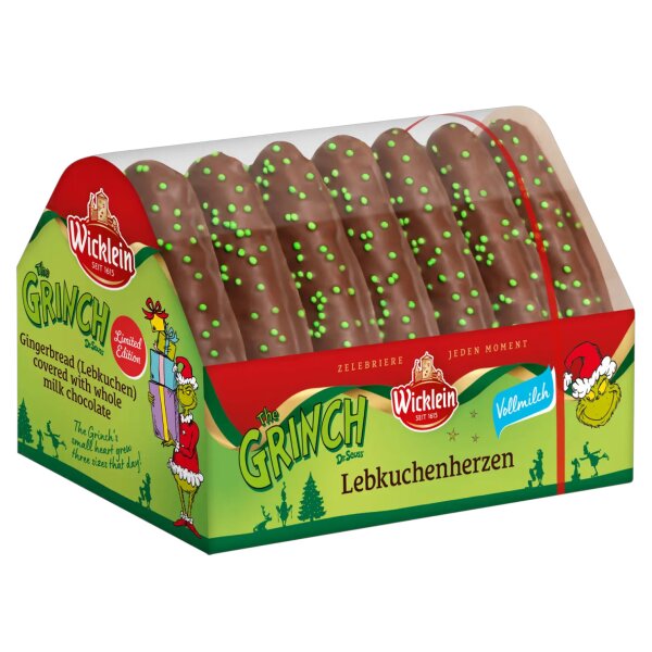 Wicklein The Grinch Lebkuchen-Herzen mit Vollmilchschokolade 215 g