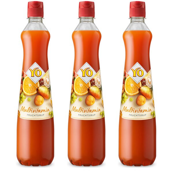 3x YO Mehrfruchtsirup Multivitamin 700ml – Fruchtiger Vitaminsirup für Wasser, Drinks & Cocktails
