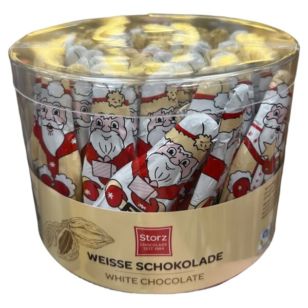 Storz Relief-Weihnachtsmann Weiß 80 × 12,5 g – Weiße Schokolade, massive Weihnachtsfiguren 1 kg