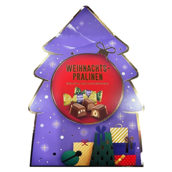 Milka Frohes Weihnachtsgeschenk 108 g – Tannen-Box mit 11 Pralinen in 3 Sorten