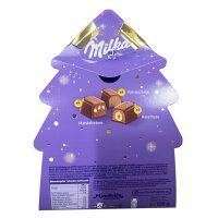 Milka Frohes Weihnachtsgeschenk 108 g – Tannen-Box mit 11 Pralinen in 3 Sorten