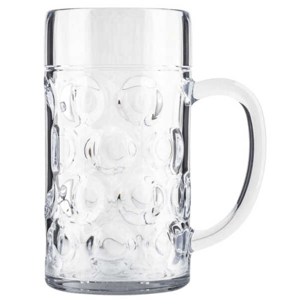 Waca Bierkrug SAN 0,5 L – leichter, bruchfester Bierkrug für unterwegs