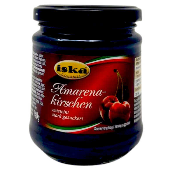 iska Gourmet Amarenakirschen 240g Glas entsteint stark gezuckert Kirschen Obst Konserve