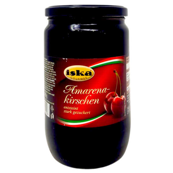 iska Gourmet Amarenakirschen 890g Glas entsteint stark gezuckert Obst Konserve