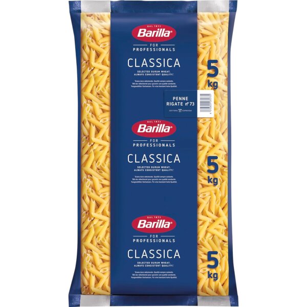 Barilla Penne Rigate no. 73 – Hartweizen Pasta 5 kg Großpackung, italienische Premium‑Nudeln