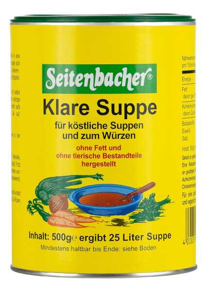 Seitenbacher Klare Suppe Gemüsebrühe 500 g Allrounder ohne Fett ergiebig vegan glutenfrei lactosefrei