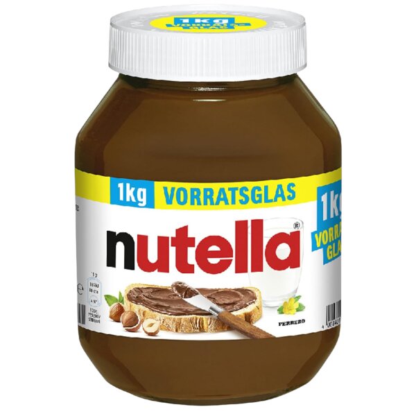 Nutella Vorratsglas 1000 g – 1 kg Original Nuss-Nougat-Creme mit Haselnüssen