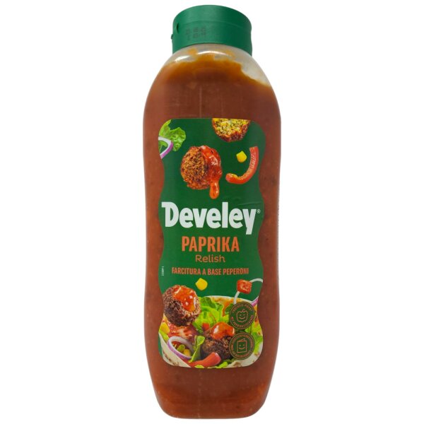Develey Paprika Relish Snacksauce 875ml Kopfstandflasche
