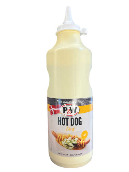 P&W Hot Dog Senf Dänisch süß-pikant 900g Squeeze-Flasche Burger Sauce BBQ