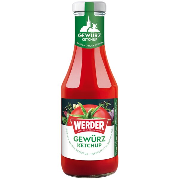 Werder Feinkost Gewürz-Ketchup 450ml Glasflasche Ketchup Steak Pommes
