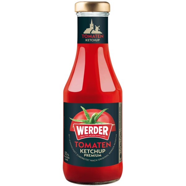 Werder Premium Tomaten Ketchup 450 ml – Premium Ketchup mit 80 % Tomatenmark und fruchtig-würzigem Geschmack