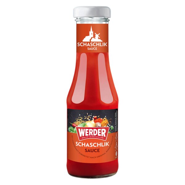 WERDER Schaschlik Sauce 250 ml – rauchig-würzige Grillsauce mit 30 % Tomatenmark