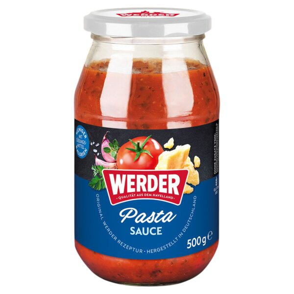 WERDER Pasta Sauce 500 g – Tomatensauce mit 67 % Tomatenmark & Hartkäse