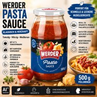 WERDER Pasta Sauce 500 g – Tomatensauce mit 67 % Tomatenmark & Hartkäse