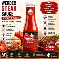 WERDER Steak Sauce 250 ml – herzhaft-würzige Steaksauce mit 40 % Tomatenmark