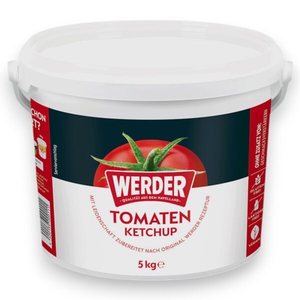 WERDER Tomaten Ketchup 5 kg – Original Tomatenketchup im Gastro-Eimer für Gastronomie und Großverbrauch