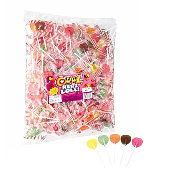 Cool Herzlolli – 200 Herz Lutscher im 1-kg-Beutel Fasching Valentinstag