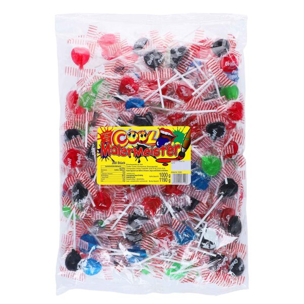 Cool Malermeister Lolli 200 Stück – fruchtige Zungenfärber Lutscher bunt gemischt 1 kg