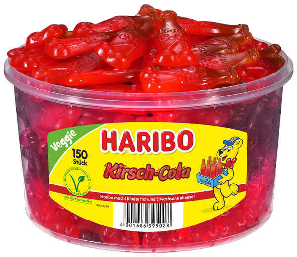 Haribo Kirsch Cola Fruchtgummi Dose 150 Stck 1,35 kg