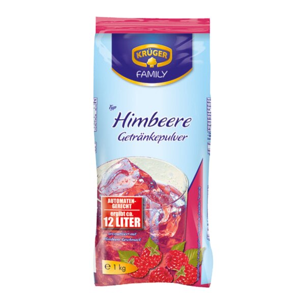 Krüger Family Getränkepulver Himbeere 1kg Instant Limonade Pulver 12 Liter