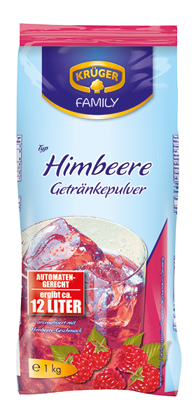 Krüger Family Getränkepulver Himbeere 1kg Instant Limonade Pulver 12 Liter