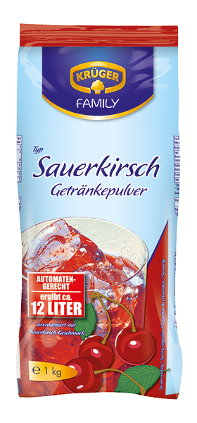 Krüger Family Getränkepulver Sauerkirsche 1kg Instant Limonade Pulver 12 Liter