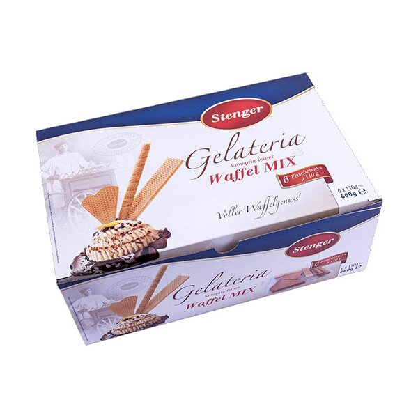 Stenger Gelateria Waffel Mix 6x 110g – Knusprige Eiswaffeln für perfekten Dessertgenuss