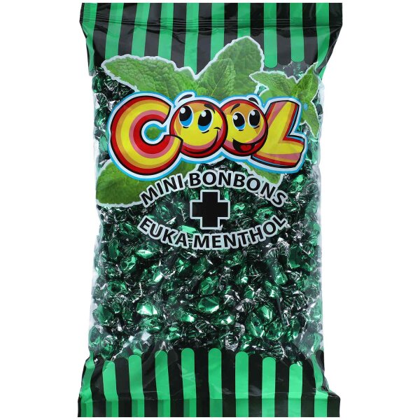 Cool Mini Bonbons Euka‑Menthol 500 St. Beutel Eukalyptus‑Menthol‑Bonbons 1 kg für frischen Atem & Vorrat
